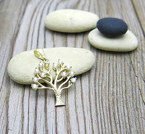 Strom života se zirkony ~ žluto zlato  1