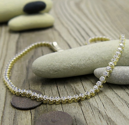 Náramek ze žlutého zlata se zirkony Náramek ze žlutého zlata se zirkony 1