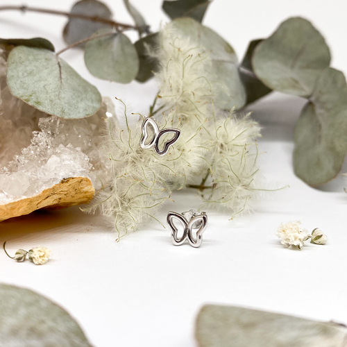 Stříbrné náušnice - motýlci (obrys) 1