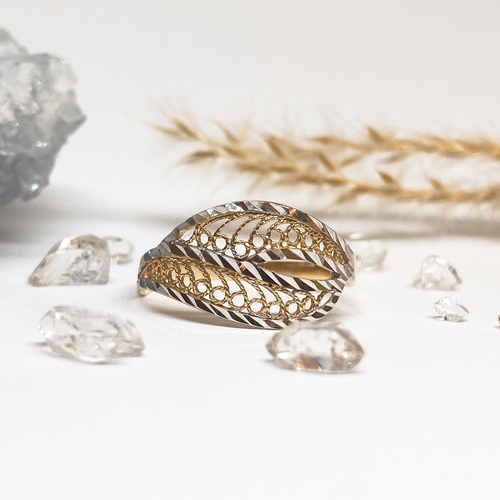 Masivní zdobený prsten ~ žluté a bílé zlato Masivní zdobený prsten ~ žluté a bílé zlato 1