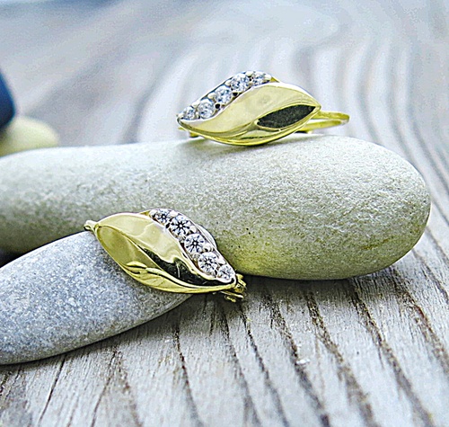 Náušnice ze žlutého zlata se zirkony Náušnice ze žlutého zlata se zirkony 1