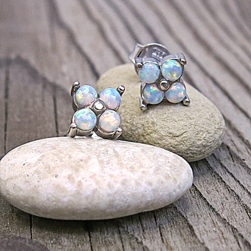 Stříbrné náušnice ~ opál 1
