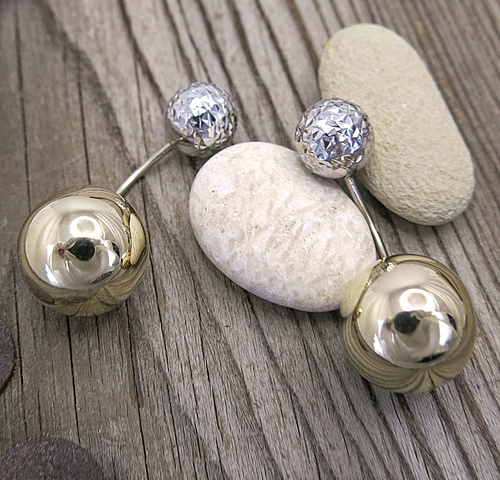 Koule ~ náušnice žluté a bílé zlato 1