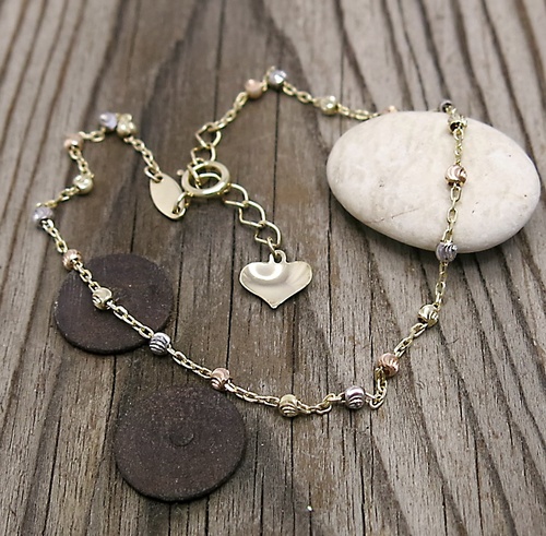 Náramek s kuličkami ~ bílé, růžové a žluté zlato Náramek s kuličkami ~ bílé, růžové a žluté zlato 1