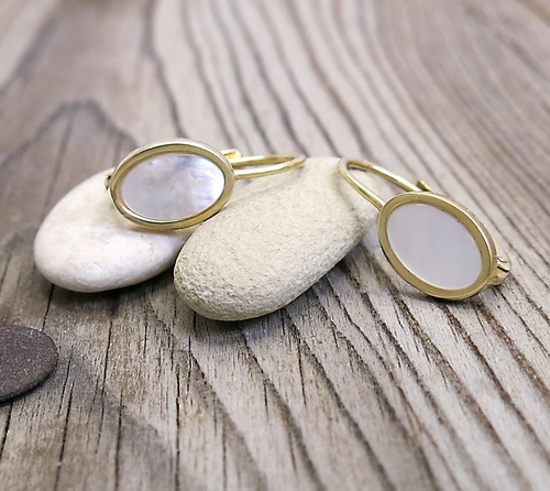 Náušnice žluté zlato s perletí Náušnice žluté zlato s perletí 1