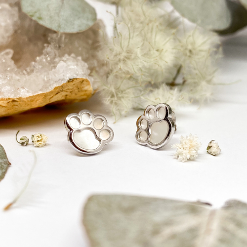 Stříbrné náušnice - tlapky s perletí  1