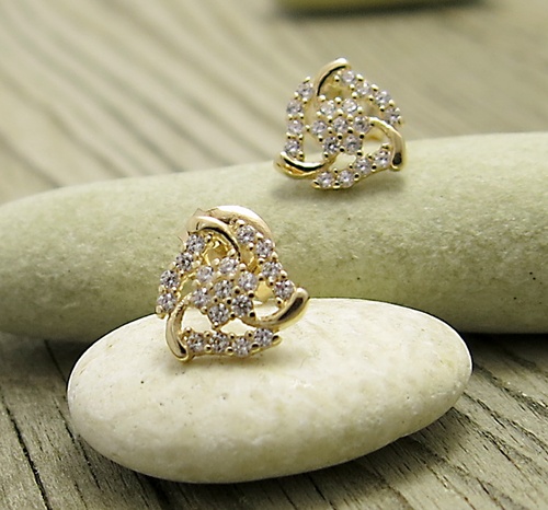 Růžové zlato , náušnice se zirkony. 1