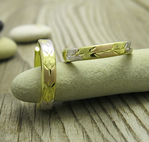 Zlaté náušnice ~ kruhy z růžového, bílého a žlutého zlata 1