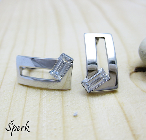 Zlaté náušnice: francouzské zapínání, bílé zlato, zirkony 1