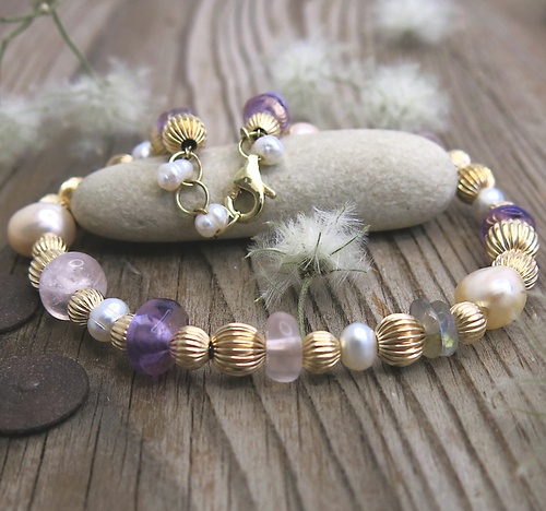 Náramek s minerály ~ žluté zlato  Náramek s minerály ~ žluté zlato  1