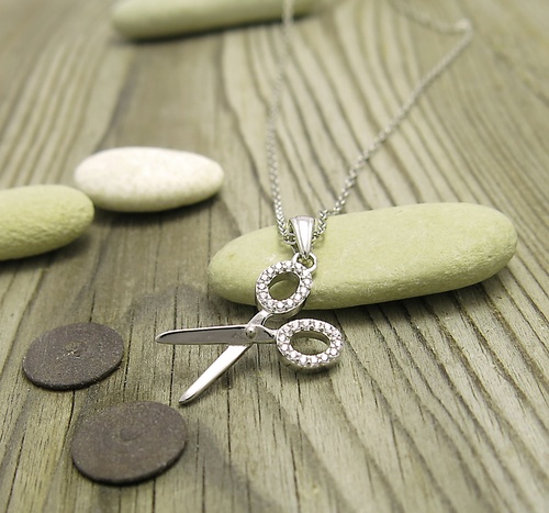 Nůžky ~ stříbrný náhrdelník se zirkony Nůžky ~ stříbrný náhrdelník se zirkony 1
