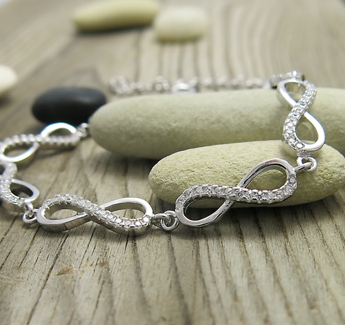Nekonečno ~ stříbrný náramek se zirkony Nekonečno ~ stříbrný náramek se zirkony 1