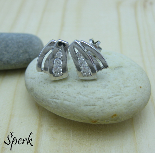 Náušnice véčka – bílé zlato se zirkony 1