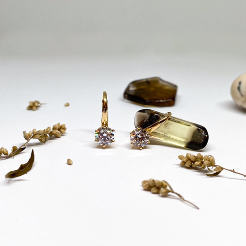 Náušnice se zirkony ~ žluté zlato 1