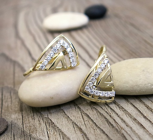 Zirkony a žluté zlato ~ náušnice na patent Zirkony a žluté zlato ~ náušnice na patent 1