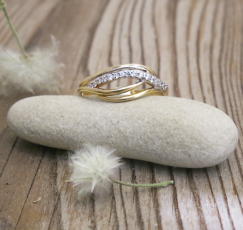 Elegantní prsten se zirkony ~ žluté zlato  Elegantní prsten se zirkony ~ žluté zlato  1