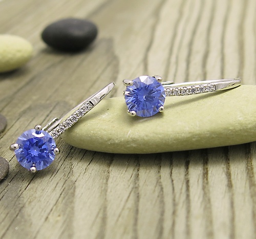 Náušnice ze stříbra ~ blankytně modré zirkony 1