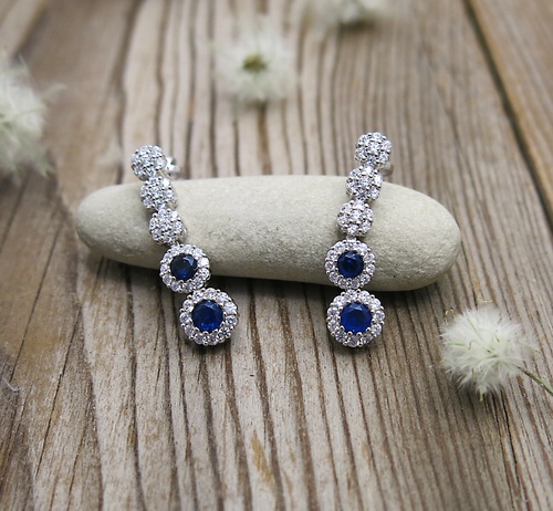 Náušnice se zirkony a spinelem ~ stříbro  Náušnice se zirkony a spinelem ~ stříbro  1