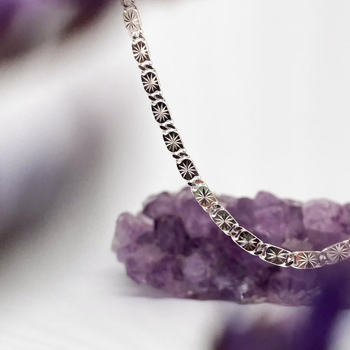 Stříbrný řetízek - oválky broušené - slunce 1