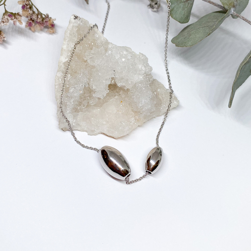 Náhrdelník s korálky ~ stříbro  Náhrdelník s korálky ~ stříbro  1