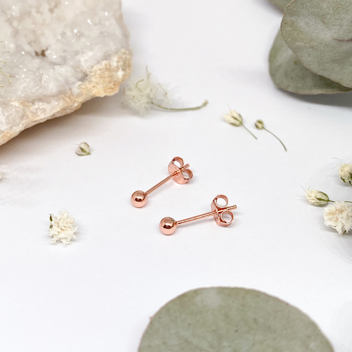 Stříbrné náušnice - kuličky (růžově rhodiované) 1