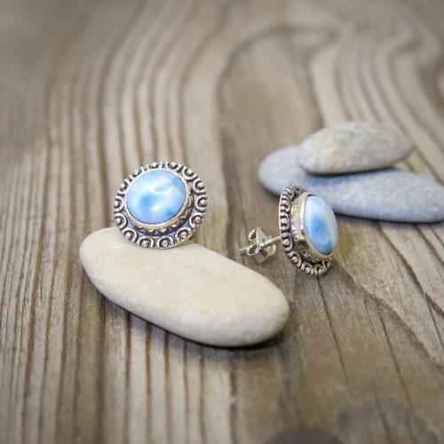 Stříbrné náušnice s larimarem 1