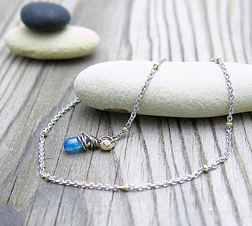 Náramek s apatitem ~ bílé zlato  Náramek s apatitem ~ bílé zlato  1