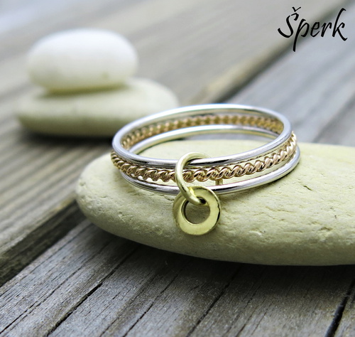 Prsten bílé zlato v kombinaci s červeným a žlutým zlatem 1