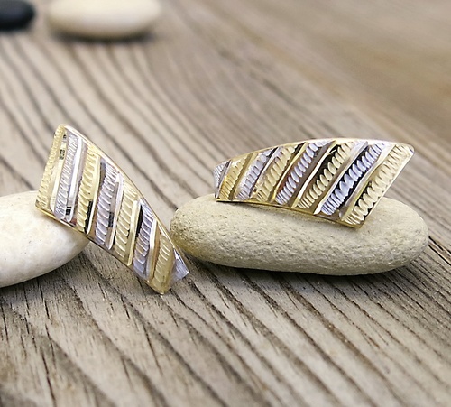 Náušnice ze žlutého a bílého zlata  1