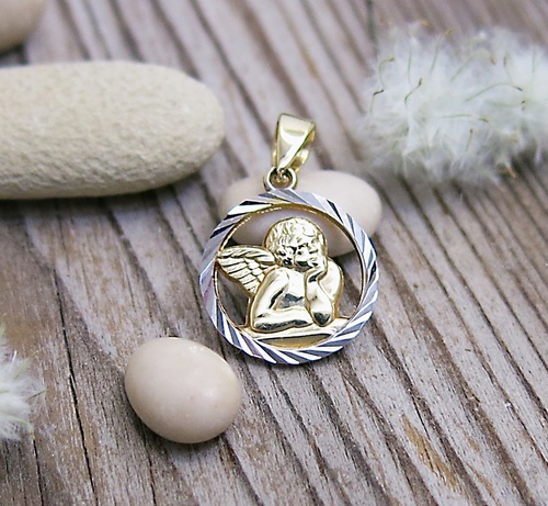 Přívěsek andílek ~ žluté a bílé zlato  1