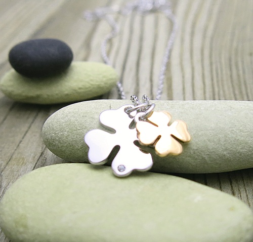 Čtyřlístky ~ stříbrný náhrdelník pro štěstí 1