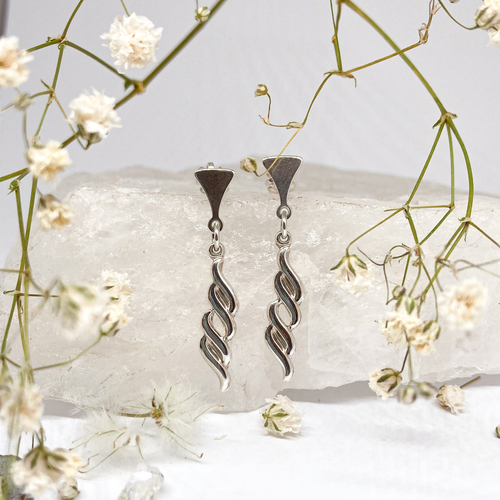 Stříbrné náušnice na šroubek - visací  1