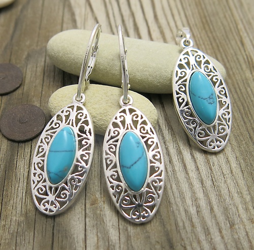 Stříbrná souprava ~ tyrkys 1