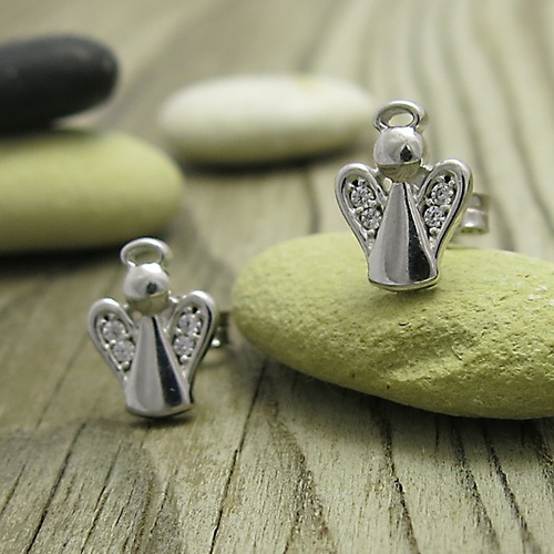 Anděl ~ náušnice bílé zlato se zirkony Anděl ~ náušnice bílé zlato se zirkony 1