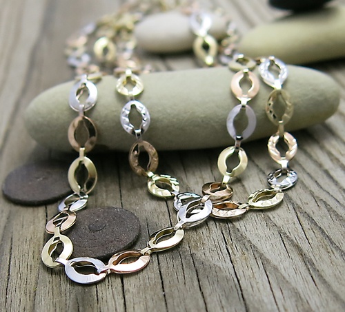 Zlatý náhrdelník ~ žluté, růžové a bílé zlato  1