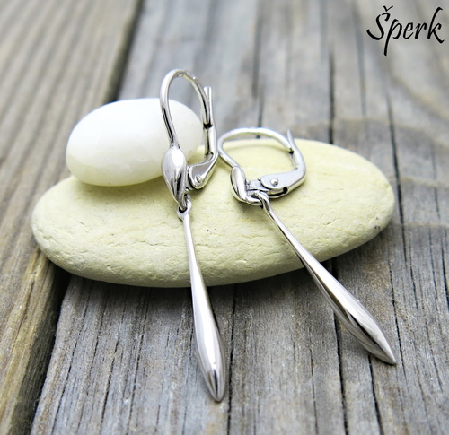 Zlaté náušnice dlouhé, visací z bílého zlata 1