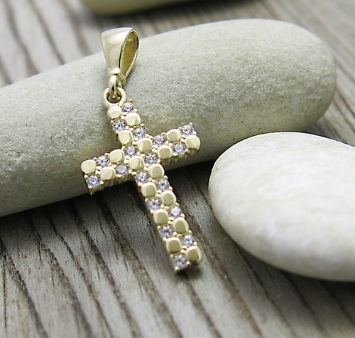 Křížek ~ přívěsek žluté zlato se zirkony Křížek ~ přívěsek žluté zlato se zirkony 1