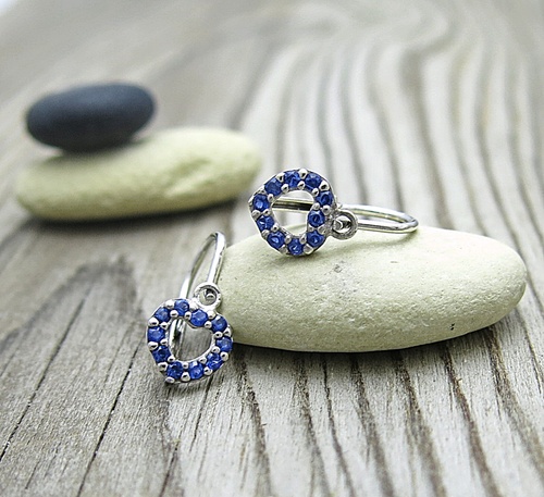 Dětské náušnice ~ srdíčko, modré zirkony  1