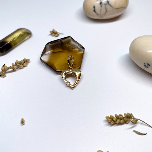 Zlatý přívěšek ~ srdce se zirkonem, žluté zlato Zlatý přívěšek ~ srdce se zirkonem, žluté zlato 1