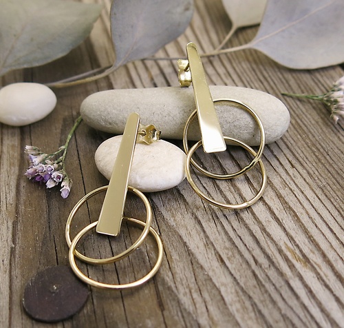 Náušnice na puzetu ~ žluté zlato  1