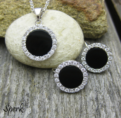 Stříbrná souprava ... zirkony ... onyx ... 1