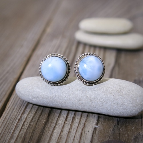 Náušnice stříbro a larimar 1