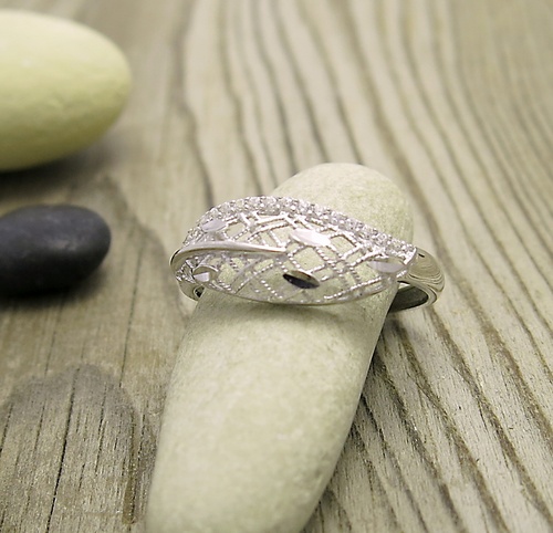filigránský prsten, zlatý prsten filigrán ~ filigránový prsten z bílého zlata