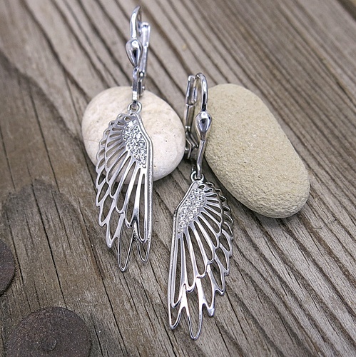 Náušnice bílé zlato ~ andělská křídla 1