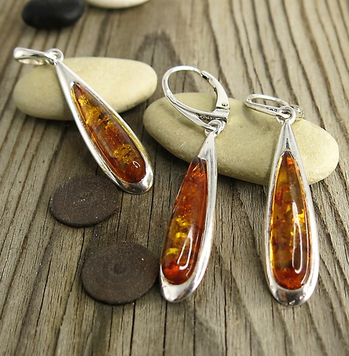 Souprava s jantary ~ stříbro  1