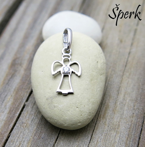 Andílek se zirkonem – bílé zlato 1