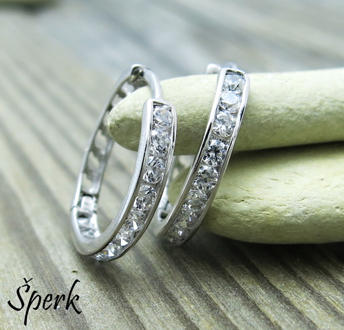 Náušnice bílé zlato se zirkony – velké kruhy 1