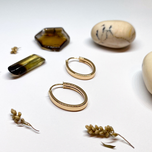 Oválné kruhy ~ žluté zlato, náušnice Oválné kruhy ~ žluté zlato, náušnice 1