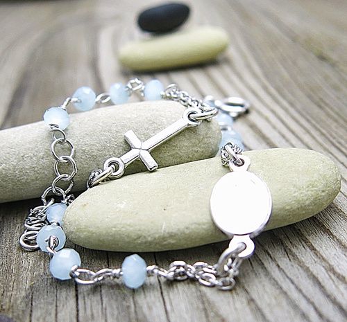 Stříbrný náramek s korálky ~ růženec Stříbrný náramek s korálky ~ růženec 1