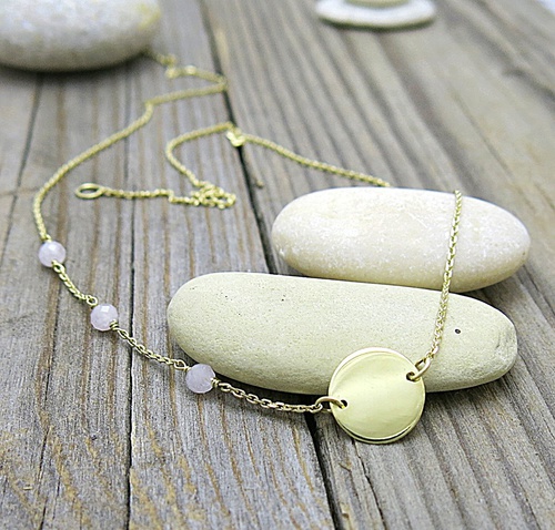 Náhrdelník s růžovým turmalínem – žluté zlato 1